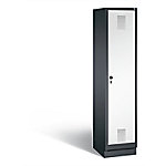 C+P Garderobenschrank Evolo H1800xB420xT500mm Korpus: Schwarzgrau Türen: Verkehrsweiß Abteil: 1 Abteilbreite: 400 Fach: 1 Sicherheits-Drehriegel von C+P