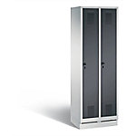 C+P Garderobenschrank Evolo H1800xB610xT500mm Korpus: Lichtgrau Türen: Schwarzgrau Abteile: 2 Abteilbreite: 300 Fächer: 2 Sicherheits-Drehriegel von C+P