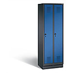 C+P Garderobenschrank Evolo H1800xB610xT500mm Korpus: Schwarzgrau Türen: Enzianblau Abteile: 2 Abteilbreite: 300 Fächer: 2 Sicherheits-Drehriegel von C+P