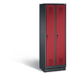 C+P Garderobenschrank Evolo H1800xB610xT500mm Korpus: Schwarzgrau Türen: Rubinrot Abteile: 2 Abteilbreite: 300 Fächer: 2 Sicherheits-Drehriegel von C+P