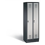 C+P Garderobenschrank Evolo H1800xB610xT500mm Korpus: Schwarzgrau Türen: Weißaluminium Abteile: 2 Abteilbreite: 300 Fächer: 2 Sicherheits-Drehriegel von C+P