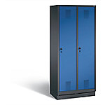 C+P Garderobenschrank Evolo H1800xB810xT500mm Korpus: Schwarzgrau Türen: Enzianblau Abteile: 2 Abteilbreite: 400 Fächer: 2 Sicherheits-Drehriegel von C+P