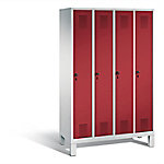 C+P Garderobenschrank Evolo H1850xB1190xT500mm Korpus: Lichtgrau Türen: Rubinrot Abteile: 4 Abteilbreite: 300mm von C+P
