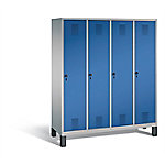 C+P Garderobenschrank Evolo H1850xB1590xT500mm Korpus: Weißaluminium Türen: Enzianblau Abteile: 4 Abteilbreite: 400mm von C+P