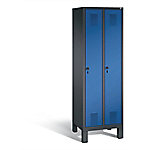 C+P Garderobenschrank Evolo H1850xB610xT500mm Korpus: Schwarzgrau Türen: Enzianblau Abteile: 2 Abteilbreite: 300mm von C+P