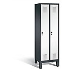 C+P Garderobenschrank Evolo H1850xB610xT500mm Korpus: Schwarzgrau Türen: Verkehrsweiß Abteile: 2 Abteilbreite: 300mm von C+P