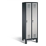 C+P Garderobenschrank Evolo H1850xB610xT500mm Korpus: Schwarzgrau Türen: Weißaluminium Abteile: 2 Abteilbreite: 300mm von C+P