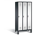 C+P Garderobenschrank Evolo H1850xB900xT500mm Korpus: Schwarzgrau Türen: Weißaluminium Abteile: 3 Abteilbreite: 300mm von C+P