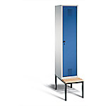 C+P Garderobenschrank Evolo Stahl 1 Ebene Grau - Blau Sicherheits-Drehriegel H2090xB420xT815mm von C+P