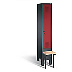 C+P Garderobenschrank Evolo Stahl 1 Ebene Schwarz - Rot Sicherheits-Drehriegel H1850xB320xT815mm von C+P