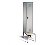 C+P Garderobenschrank Evolo Stahl 1 Ebene Weiß mit Sicherheits-Drehriegel H2090xB420xT815mm von C+P