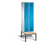 C+P Garderobenschrank Evolo Stahl 2 Ebenen Grau - Blau Sicherheits-Drehriegel H2090xB610xT815mm von C+P