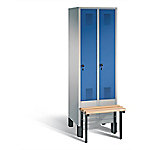 C+P Garderobenschrank Evolo Stahl 2 Ebenen Weiß - Blau mit Sicherheits-Drehriegel H1850xB610xT815mm von C+P