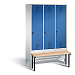 C+P Garderobenschrank Evolo Stahl 3 Abteile Grau - Blau mit Sicherheits-Drehriegel H1850xB1200xT815mm 48030-32 S10013 von C+P