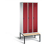 C+P Garderobenschrank Evolo Stahl 3 Abteile Grau - Rot mit Sicherheits-Drehriegel H2090xB900xT815mm C+P Garderobenschrank Evolo Stahl 3 Abteile Grau - Rot mit Sicherheits-Drehriegel H2090xB900xT815mm von C+P