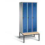 C+P Garderobenschrank Evolo Stahl 3 Abteile Weiß - Blau mit Sicherheits-Drehriegel H2090xB900xT815mm von C+P