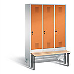 C+P Garderobenschrank Evolo Stahl 3 Ebenen Grau - Gelborange mit Sicherheits-Drehriegel H1850xB1200xT815mm von C+P