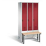 C+P Garderobenschrank Evolo Stahl 3 Ebenen Grau - Rot Sicherheits-Drehriegel H1850xB900xT815mm von C+P