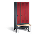 C+P Garderobenschrank Evolo Stahl 3 Ebenen Schwarz - Rot mit Sicherheits-Drehriegel H1850xB900xT815mm von C+P