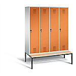 C+P Garderobenschrank Evolo Stahl 4 Abteile Grau - Gelborange mit Sicherheits-Drehriegel H2090xB1590xT815mm von C+P