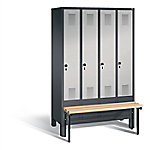 C+P Garderobenschrank Evolo Stahl 4 Abteile Schwarz - Weiß mit Sicherheits-Drehriegel H1850xB1190xT815mm 48030-40 S10013 von C+P