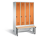 C+P Garderobenschrank Evolo Stahl 4 Ebenen Grau - Gelborange Sicherheits-Drehriegel H1850xB1190xT815mm von C+P