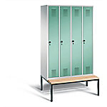 C+P Garderobenschrank Evolo Stahl 4 Ebenen Grau - Grün Sicherheits-Drehriegel H2090xB1190xT815mm von C+P