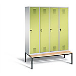 C+P Garderobenschrank Evolo Stahl 4 Ebenen Grau - Grün mit Sicherheits-Drehriegel H2090xB1590xT815mm von C+P