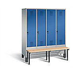 C+P Garderobenschrank Evolo Stahl 4 Ebenen Weiß - Blau mit Sicherheits-Drehriegel H1850xB1590xT815mm von C+P