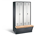 C+P Garderobenschrank Evolo mit Sitzfläche H2090xB1190xT815mm Korpus: Schwarzgrau Türen: Lichtgrau Abteile: 4 Abteilbreite: 300mm von C+P