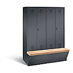 C+P Garderobenschrank Evolo mit Sitzfläche H2090xB1590xT815mm Korpus: Schwarzgrau Türen: Schwarzgrau Abteile: 4 Abteilbreite: 400mm von C+P