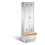 C+P Garderobenschrank Evolo mit Sitzfläche H2090xB610xT815mm Korpus: Lichtgrau Türen: Lichtgrau Abteile: 2 Abteilbreite: 300mm von C+P