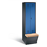 C+P Garderobenschrank Evolo mit Sitzfläche H2090xB610xT815mm Korpus: Schwarzgrau Türen: Enzianblau Abteile: 2 Abteilbreite: 300mm von C+P