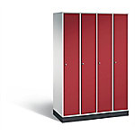 C+P Garderobenschrank Intro H1950xB1220xT490mm Korpus: Lichtgrau Türen: Rubinrot Abteile: 4 Abteilbreite: 300 Fächer: 4 Zylinderschloss von C+P