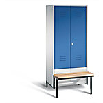 C+P Garderobenschrank S10000 Classic Stahl 2 Abteile Grau - Blau mit Drehriegel H1850xB810xT500mm von C+P