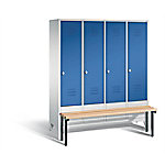 C+P Garderobenschrank S10000 Classic Stahl 4 Abteile Grau - Blau mit Drehriegel H1850xB1590xT500mm von C+P