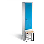 C+P Garderobenschrank S10004 Stahl 1 Abteil Grau - Blau mit Drehriegel H1850xB420xT500mm von C+P