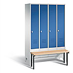 C+P Garderobenschrank S10005 Classic Stahl 4 Abteile Grau - Blau mit Drehriegel H1850xB1190xT500mm von C+P