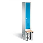 C+P Garderobenschrank S10009 Classic Stahl 1 Abteil Grau - Blau mit Drehriegel H1850xB320xT500mm von C+P