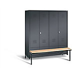 C+P Garderobenschrank S10009 Classic Stahl 4 Abteile Schwarz mit Drehriegel H1850xB1590xT500mm von C+P