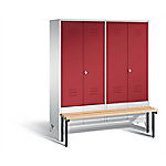 C+P Garderobenschrank S10013 Classic Stahl 4 Abteile Grau - Rot mit Drehriegel H1850xB1590xT500mm von C+P