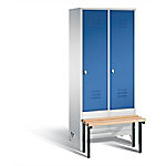 C+P Garderobenschrank S10014 Classic Stahl 2 Abteile Grau - Blau mit Drehriegel H1850xB810xT500mm von C+P