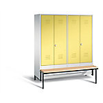 C+P Garderobenschrank S10018 Classic Stahl 4 Abteile Grau - Gelb mit Drehriegel H1850xB1590xT500mm von C+P