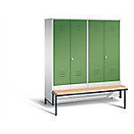 C+P Garderobenschrank S10022 Classic Stahl 4 Ebenen Grau - Grün mit Drehriegel H1850xB1590xT500mm von C+P