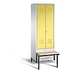 C+P Garderobenschrank S10025 Classic Stahl 2 Abteile Grau - Gelb mit Drehriegel H1850xB610xT500mm von C+P