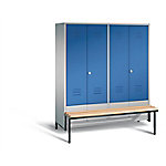 C+P Garderobenschrank S10025 Classic Stahl 4 Abteile Weiß - Blau mit Drehriegel H1850xB1590xT500mm von C+P