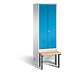 C+P Garderobenschrank S10031 Classic Stahl 2 Abteile Grau - Blau mit Drehriegel H1850xB610xT500mm von C+P