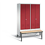 C+P Garderobenschrank S10048 Classic Stahl 4 Abteile Grau - Rot mit Drehriegel H1850xB1190xT500mm von C+P