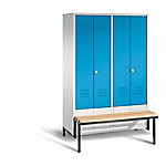 C+P Garderobenschrank S10050 Classic Stahl 4 Abteile Grau - Blau mit Drehriegel H1850xB1190xT500mm von C+P