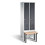 C+P Garderobenschrank S10051 Classic Stahl 2 Abteile Grau - Schwarz mit Drehriegel H1850xB610xT500mm von C+P